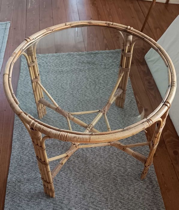 stolik szklany wiklina