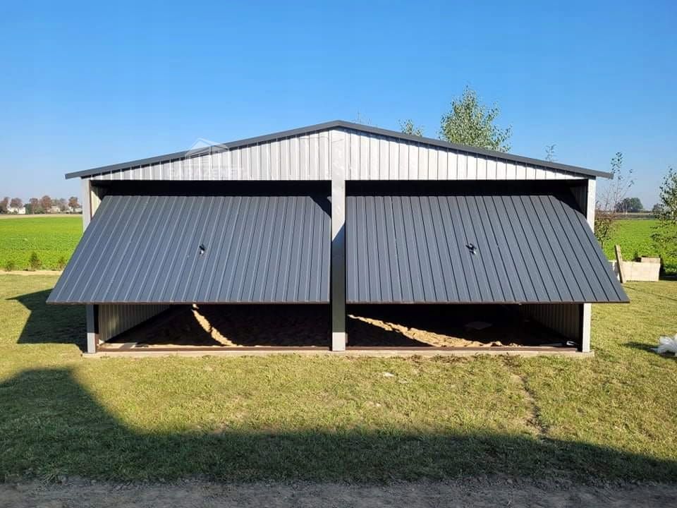 GARAŻ BLASZANY 6X5 2X Brama Uchylna - Antracyt + Srebrny GB116