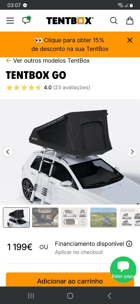 Tenda de tejadilho tentbox go [RESERVADA]