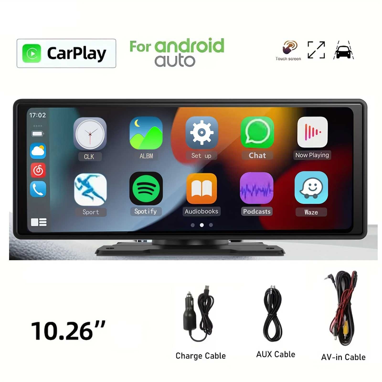 Carplay Portátil Universal de 26.06cm Sem Fio  Android Auto,  Carro 2D