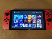 Switch OLED desbloqueada, edição Mário Vermelha + cartão256gb + bolsa