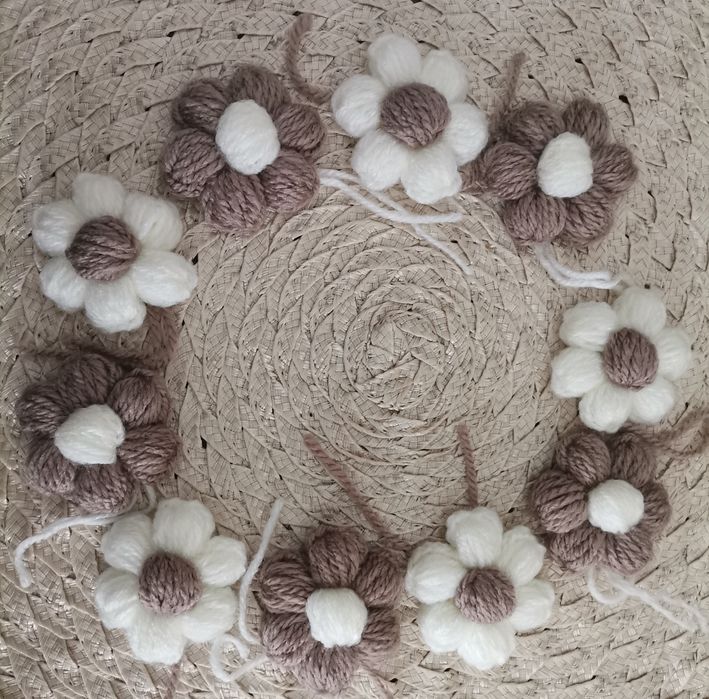 Nowe kwiaty 3D z włóczki robione ręcznie na szydełku do ozdabiania