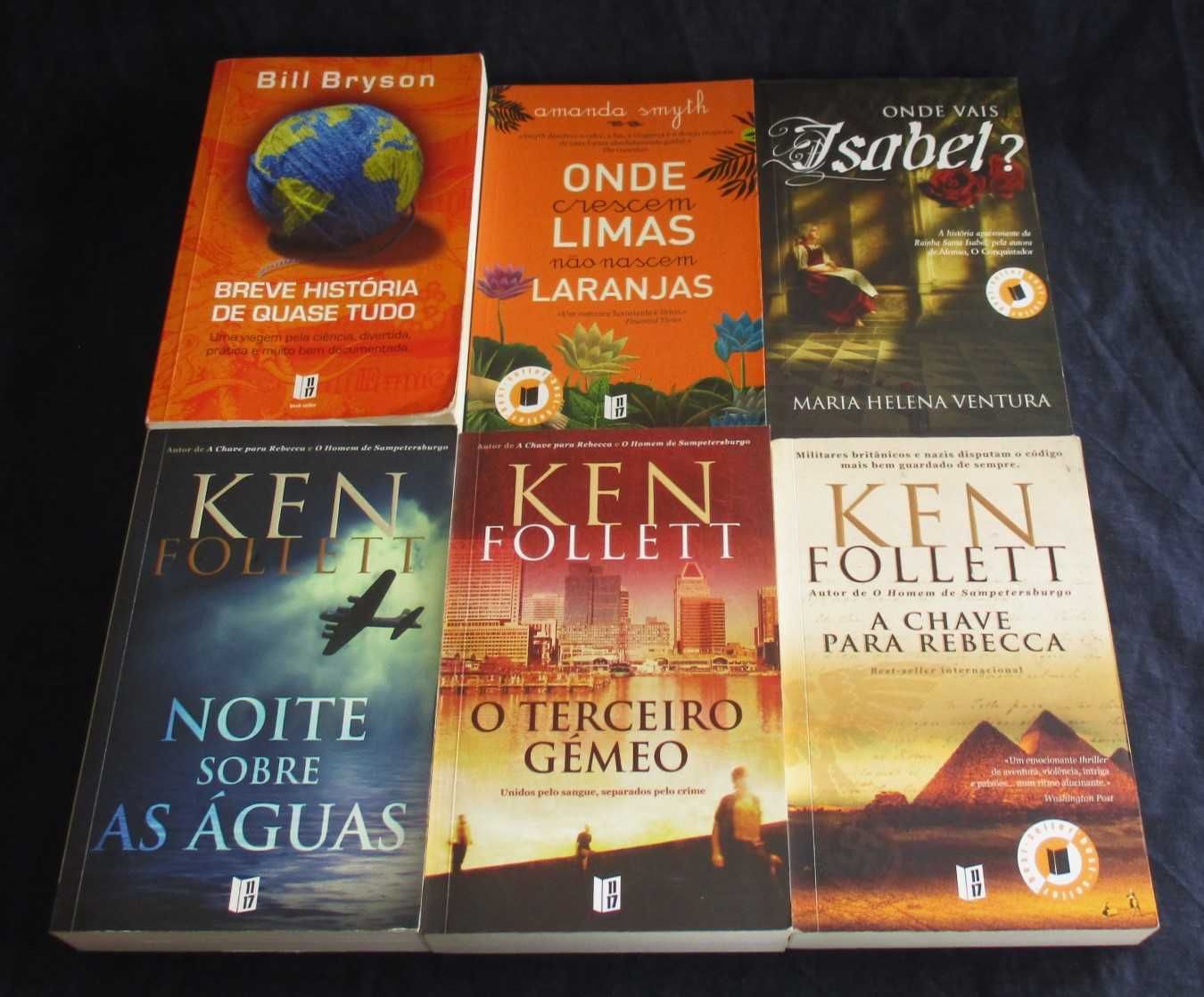 Livros de bolso 11x17 Ken Follett Bill Bryson Amanda Smyth