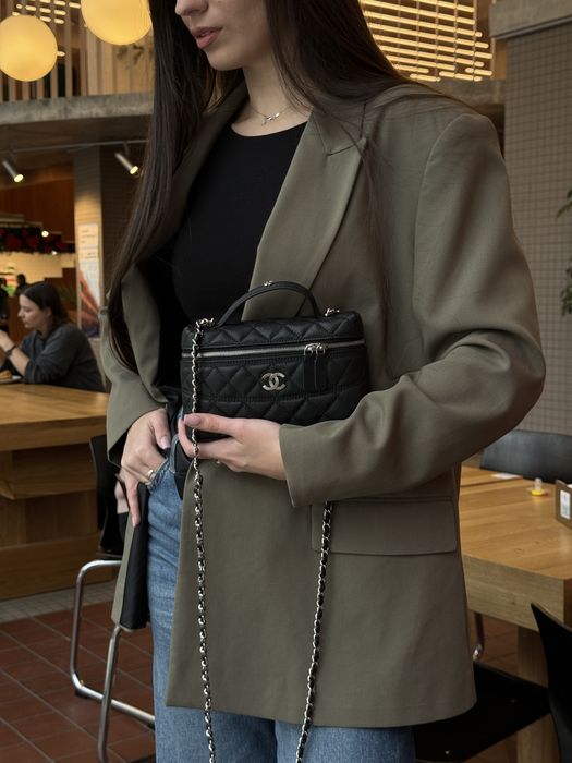 Сумка в стилі Chanel Caviar Quilted CC Top Handle Long Vanity