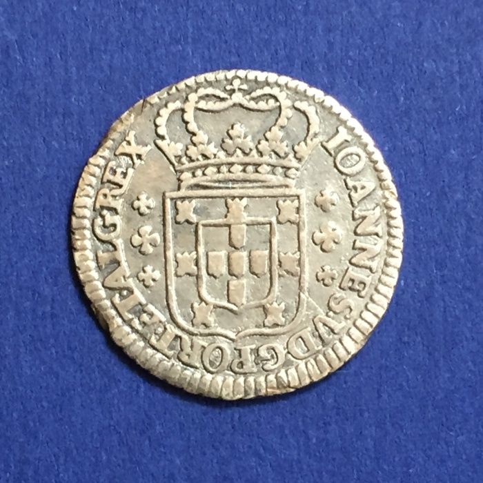 moeda 6 vinténs (120 réis) - D. João V - prata