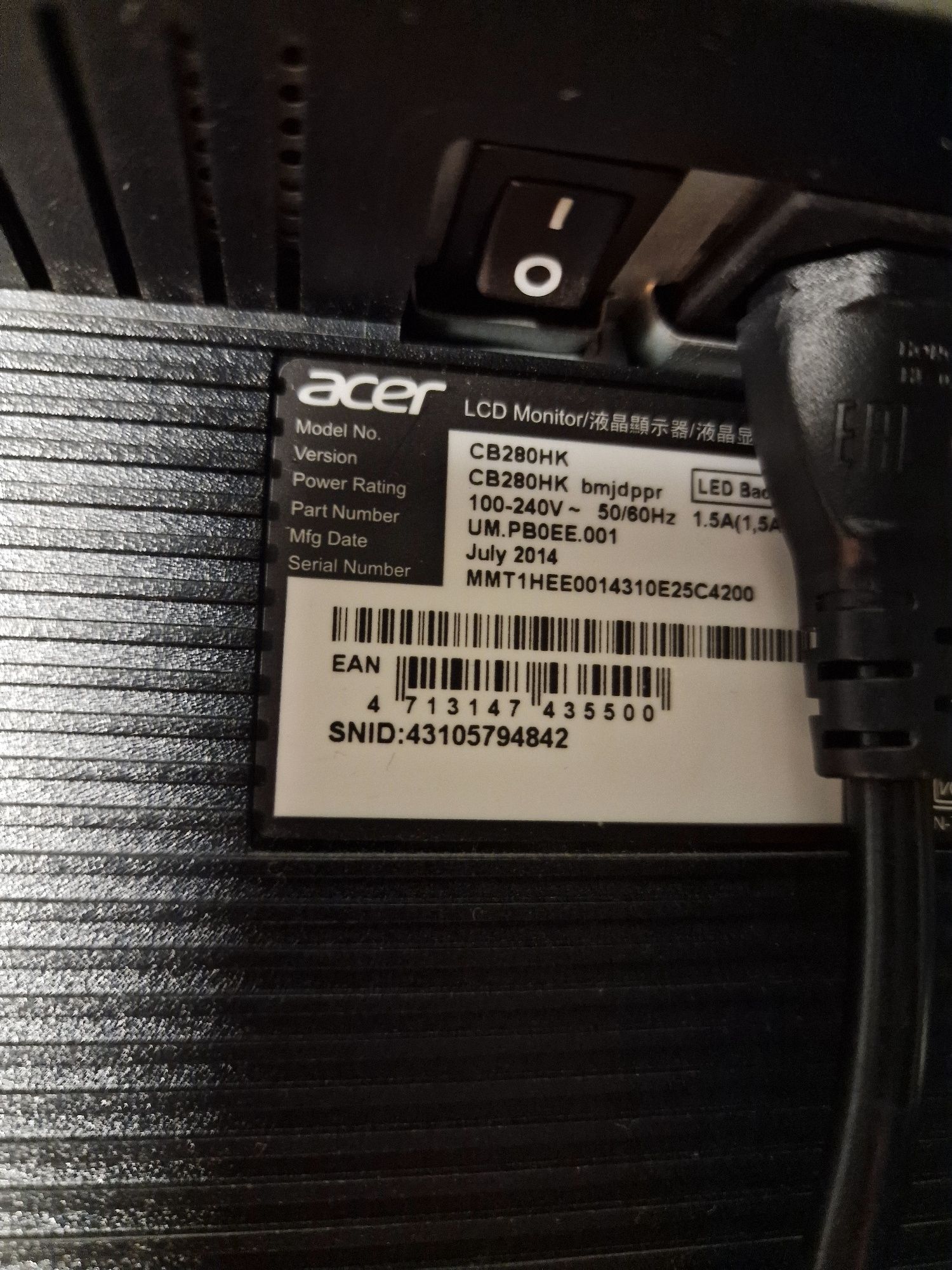 Monitor Acer 28" 4k2k - preferowany odbiór