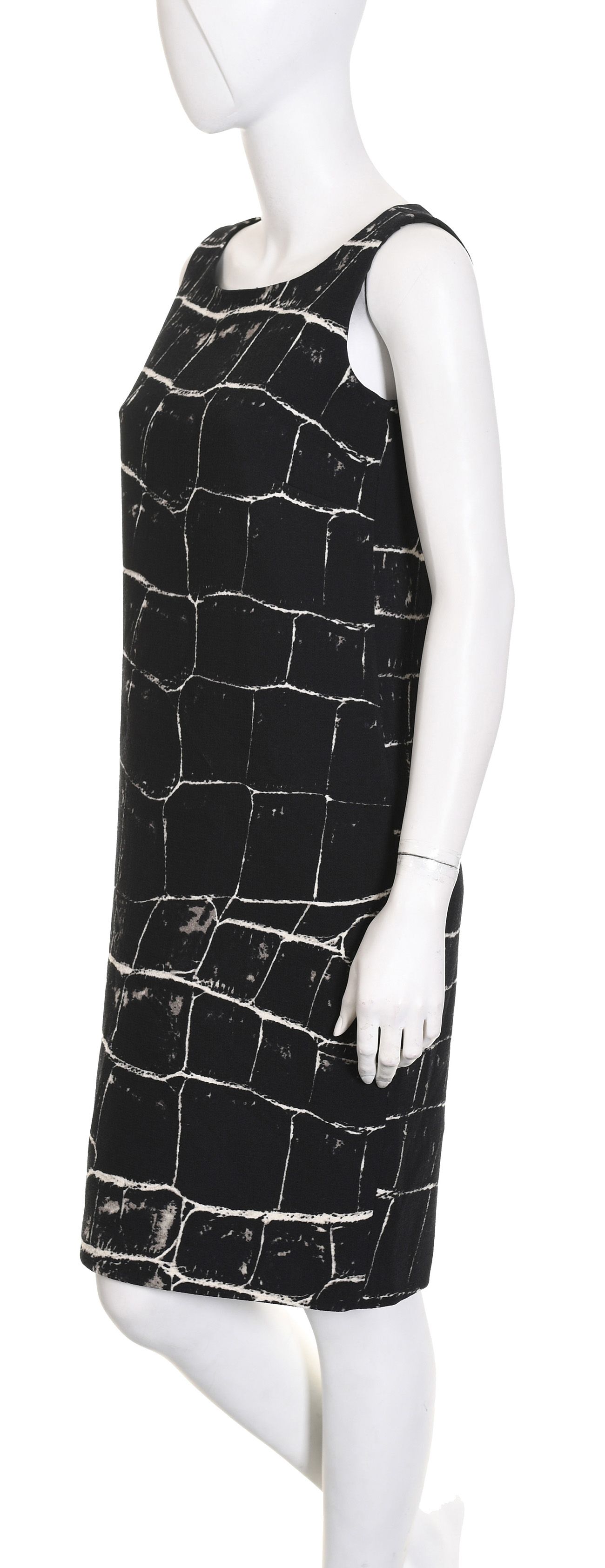 MAX MARA elegancka czarna sukienka midi bez rękawów deseń etui r. 36