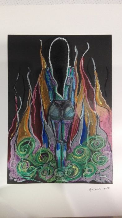 Piekło-obraz-pastel olejny.
