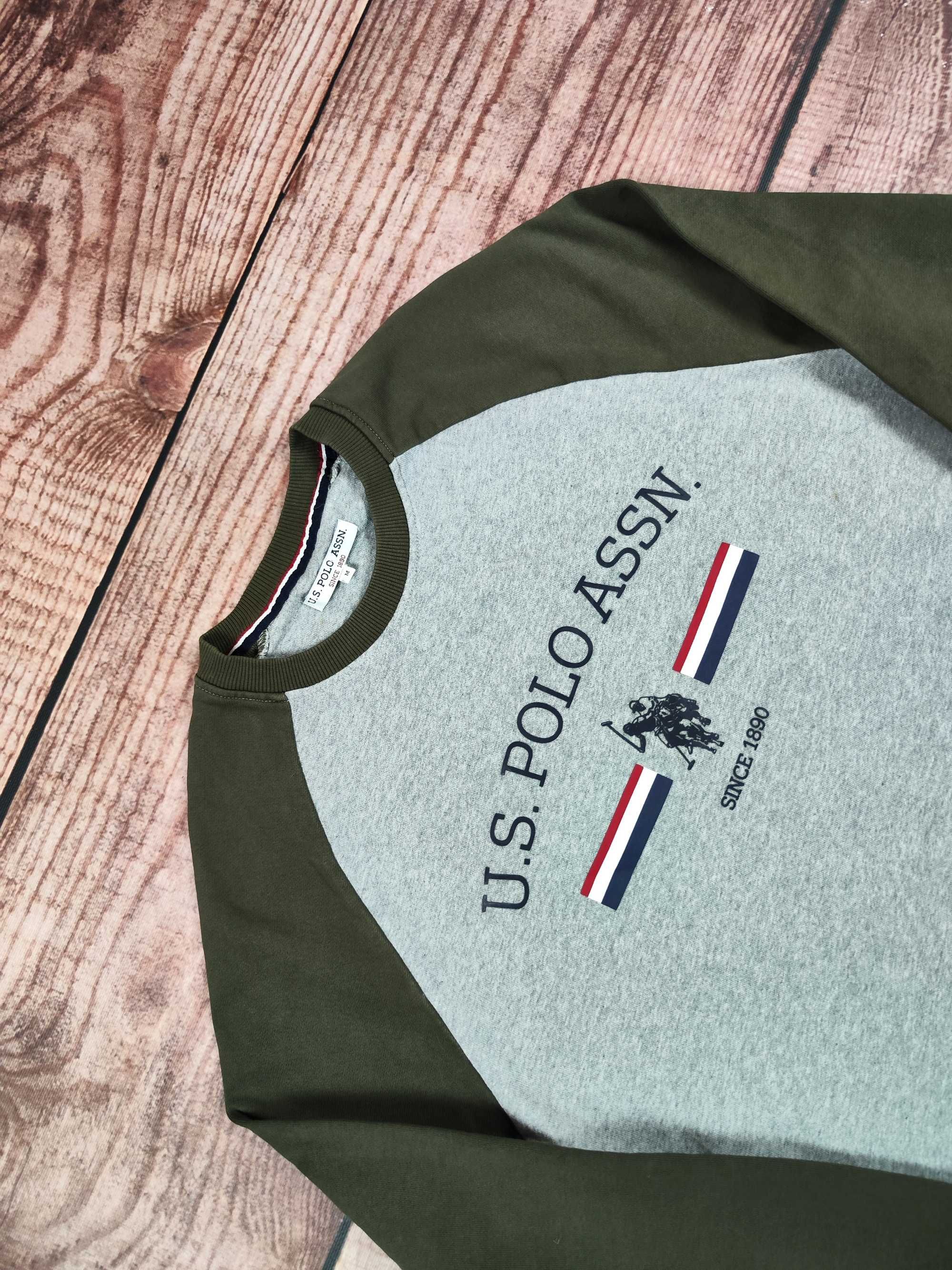 Bluza U.S Polo Assn męska szara khaki crewneck r. M