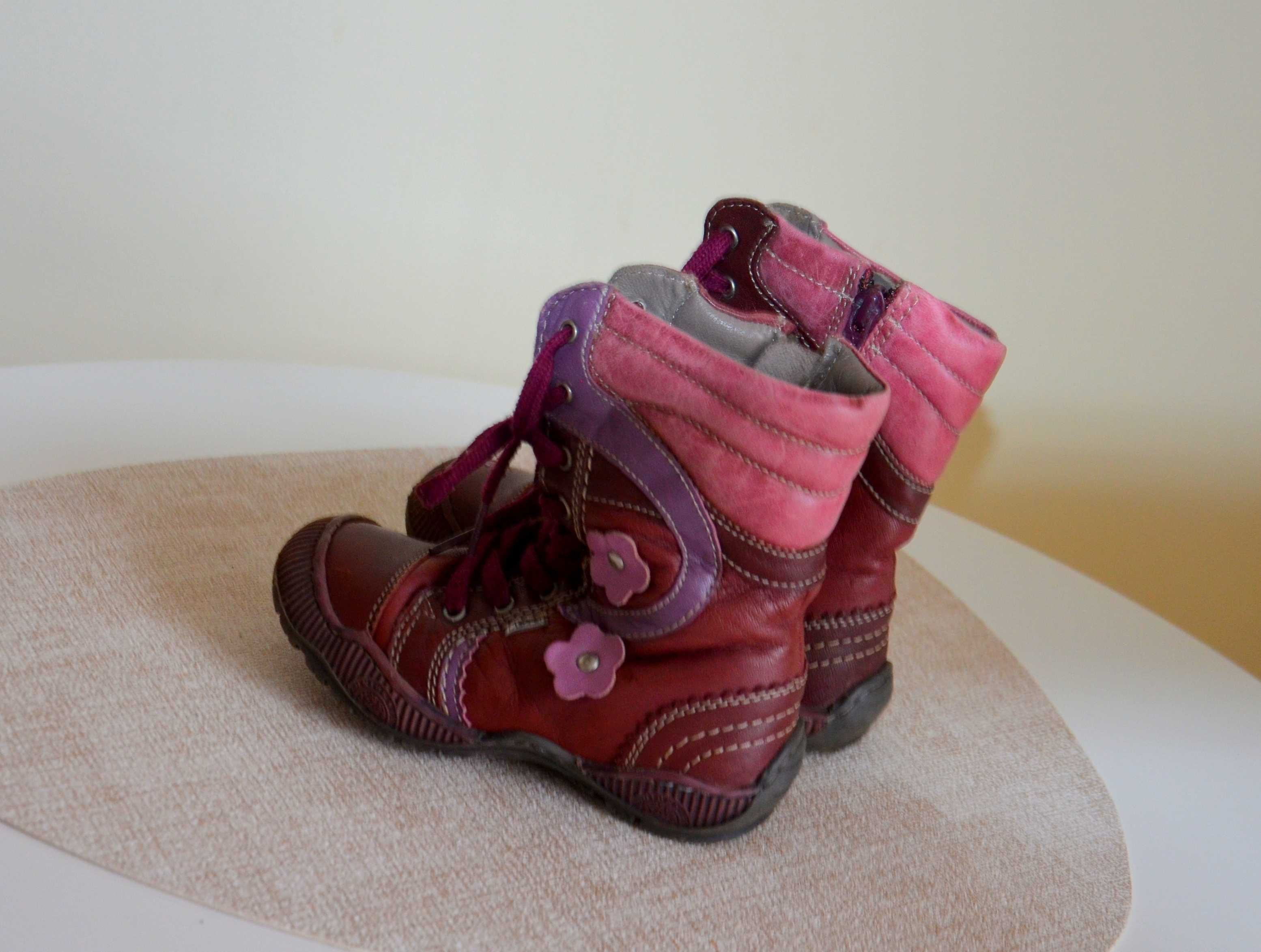 Skórzane buty zimowe kozaki dla dziewczynki Lasocki rozmiar 27