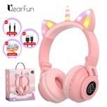 Детские беспроводные наушники Единорог Cat Ear STN-27 LED Bluetooth