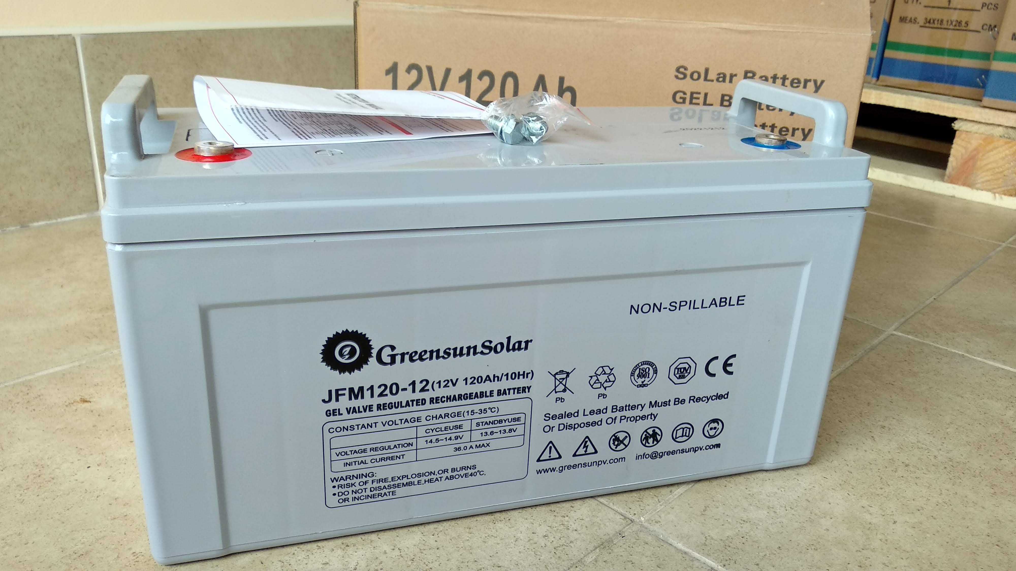 Акумулятор гелевий 12V Greensun 120Ah GEL ISO9001 та TUV. ИБП, ДБЖ