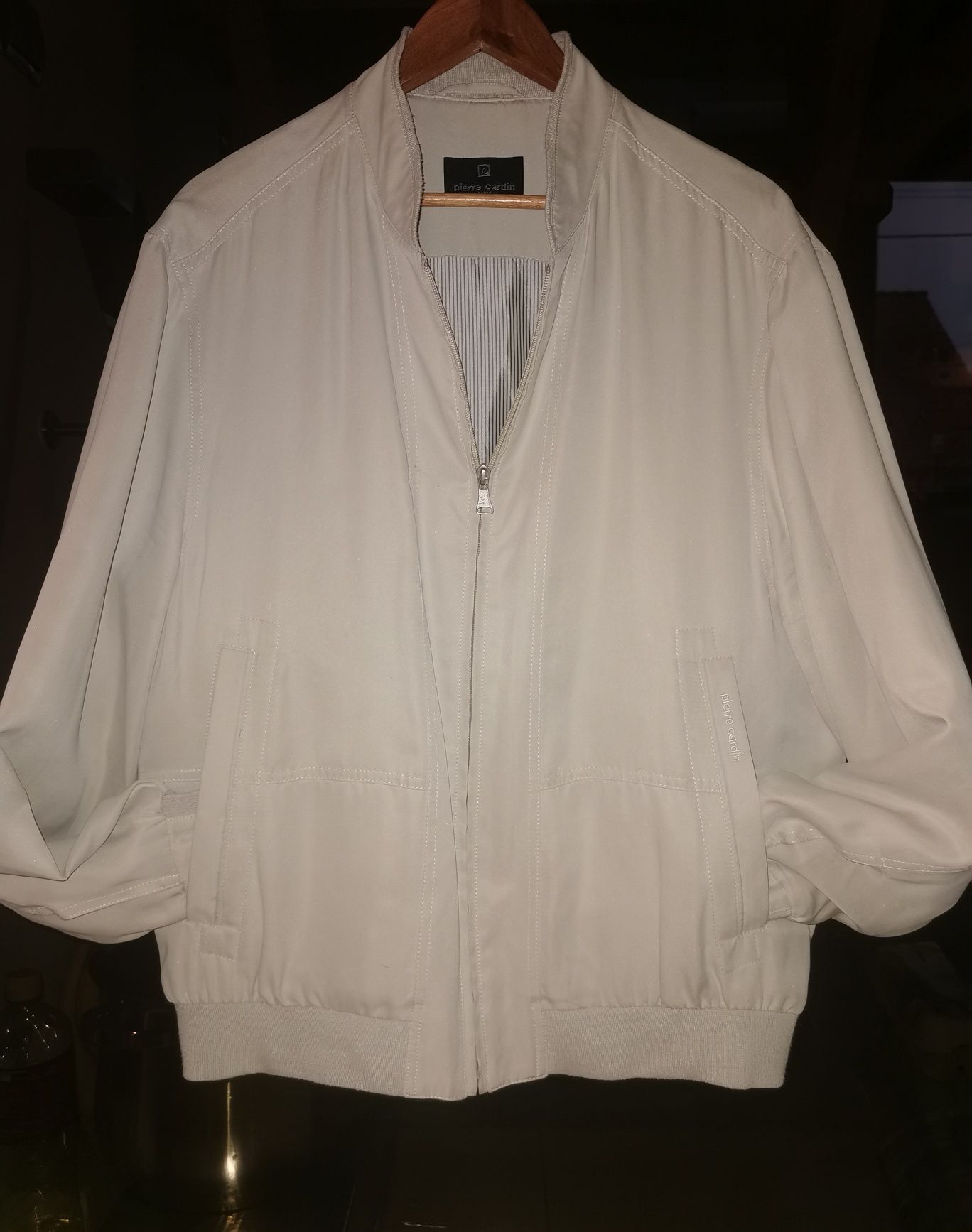 Pierre Cardin L/XL beżowa kurtka bomberka jedwab 100 %