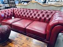 JAK NOWA !! 3 osobowa sofa chesterfield - SKÓRA NATURALNA wiśnia :)