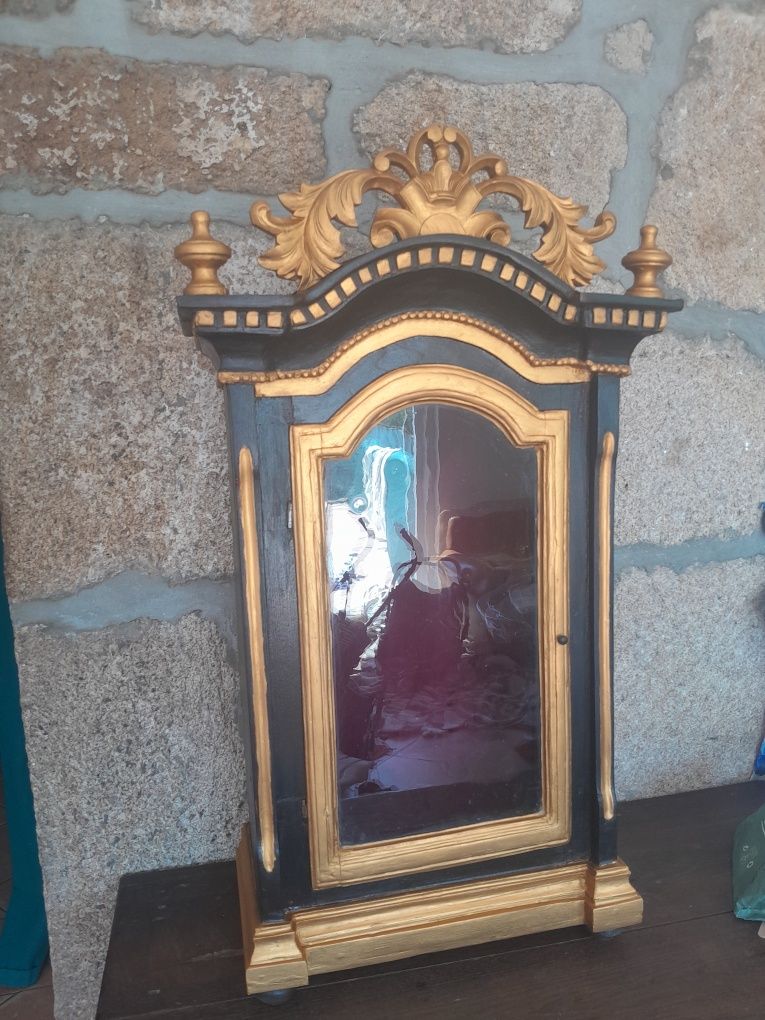Antigo Oratório Madeira para Imagens Santos Talha Dourada Arte Sacra