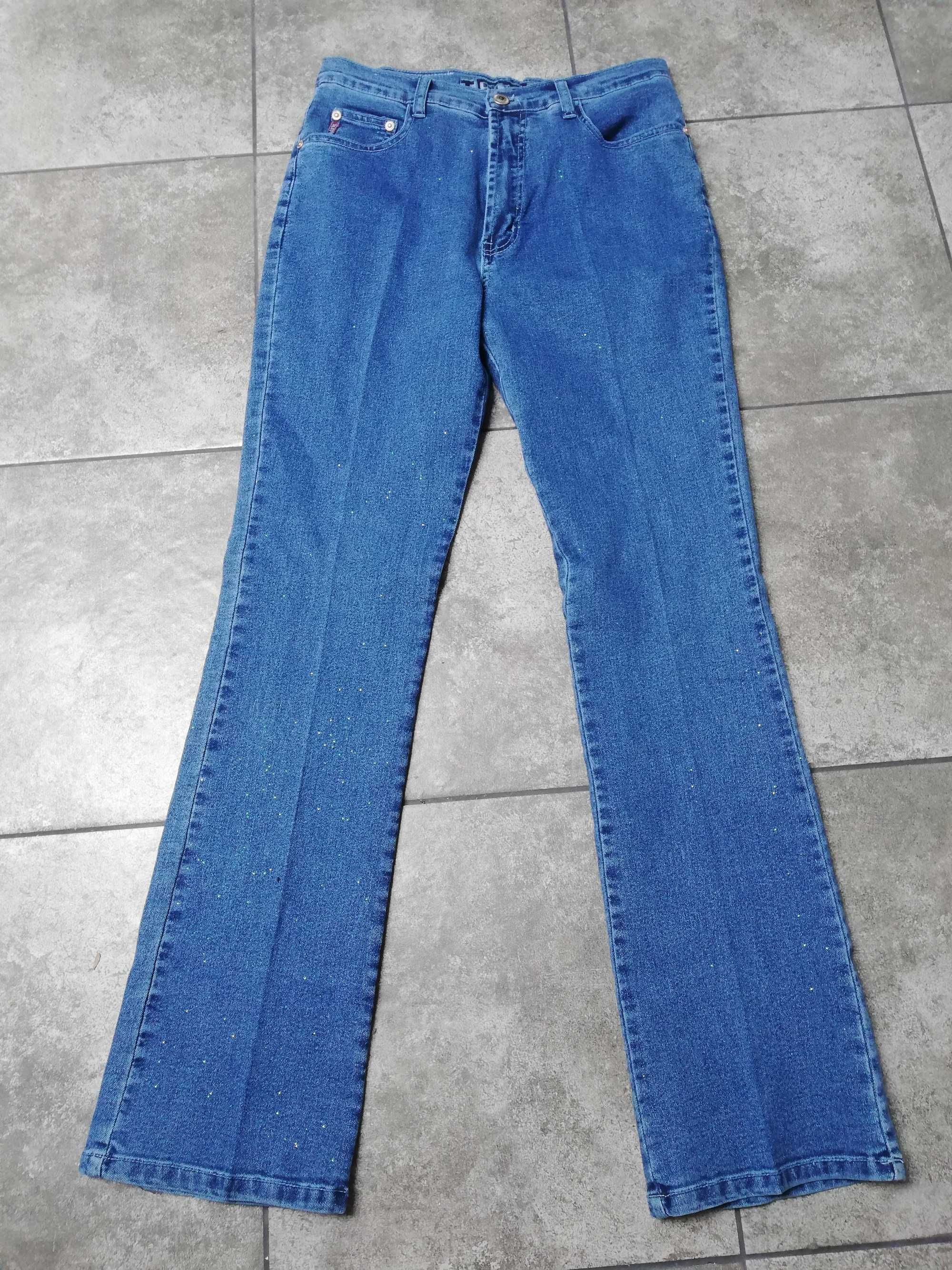 Jeansy brokatowe vintage Y2k 38-40 rozmiar M L