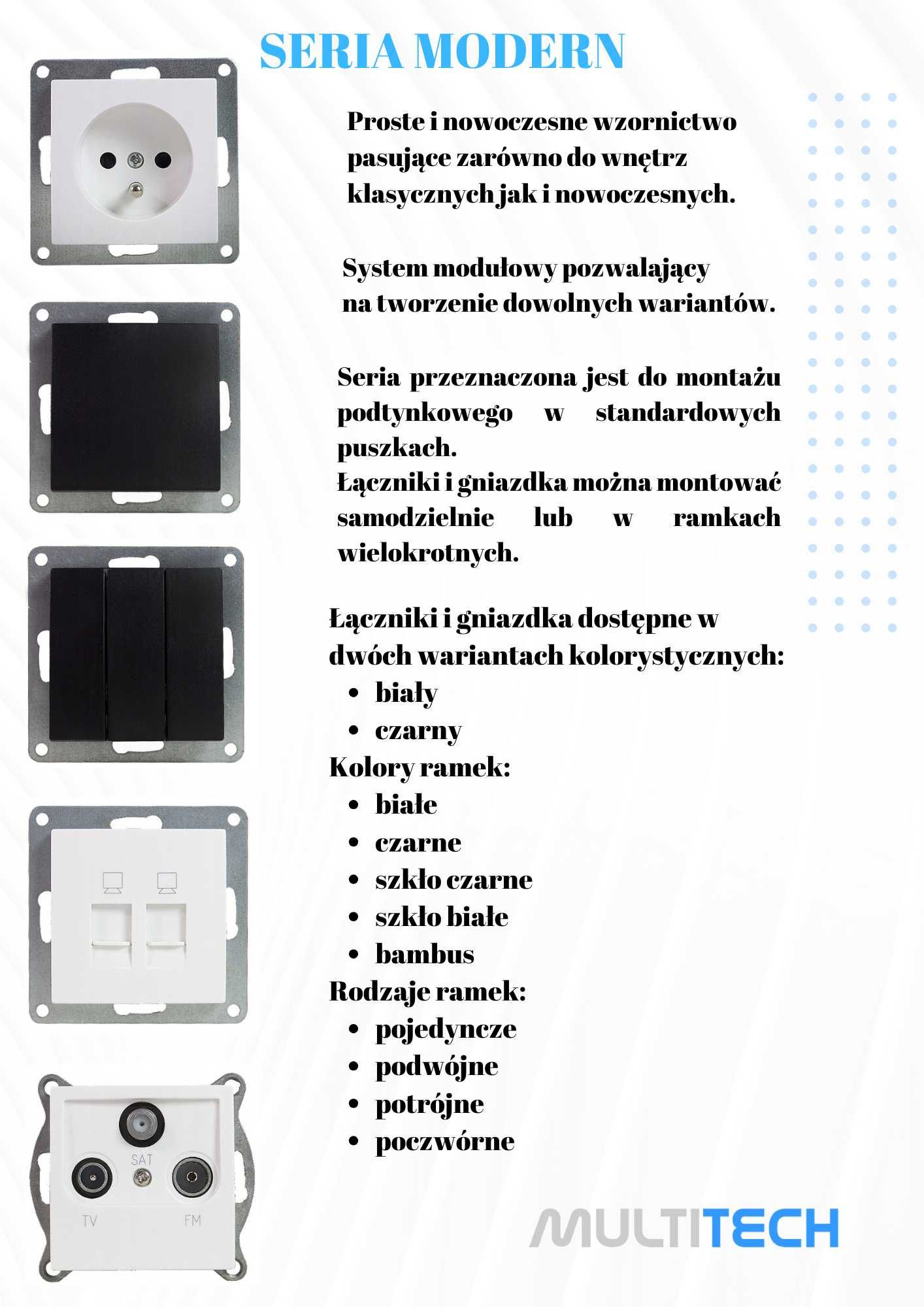 MODERN Wyłącznik krzyżowy pojedynczy Moduł CZARNY