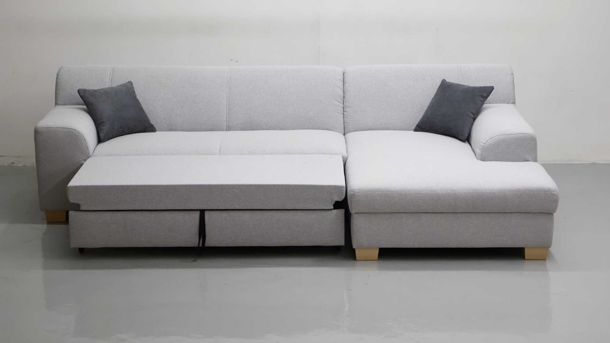 TGX DESIGN NAROŻNIK funkcja spania, kanapa, rogówka SZARA tkanina sofa