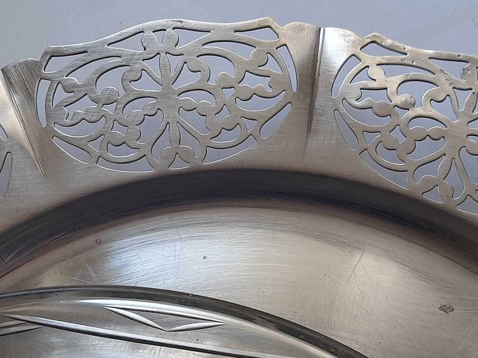 Antyk Vintage Duża Szwedzka Taca Ażurowa Plater. Taca Szklana Gratis !