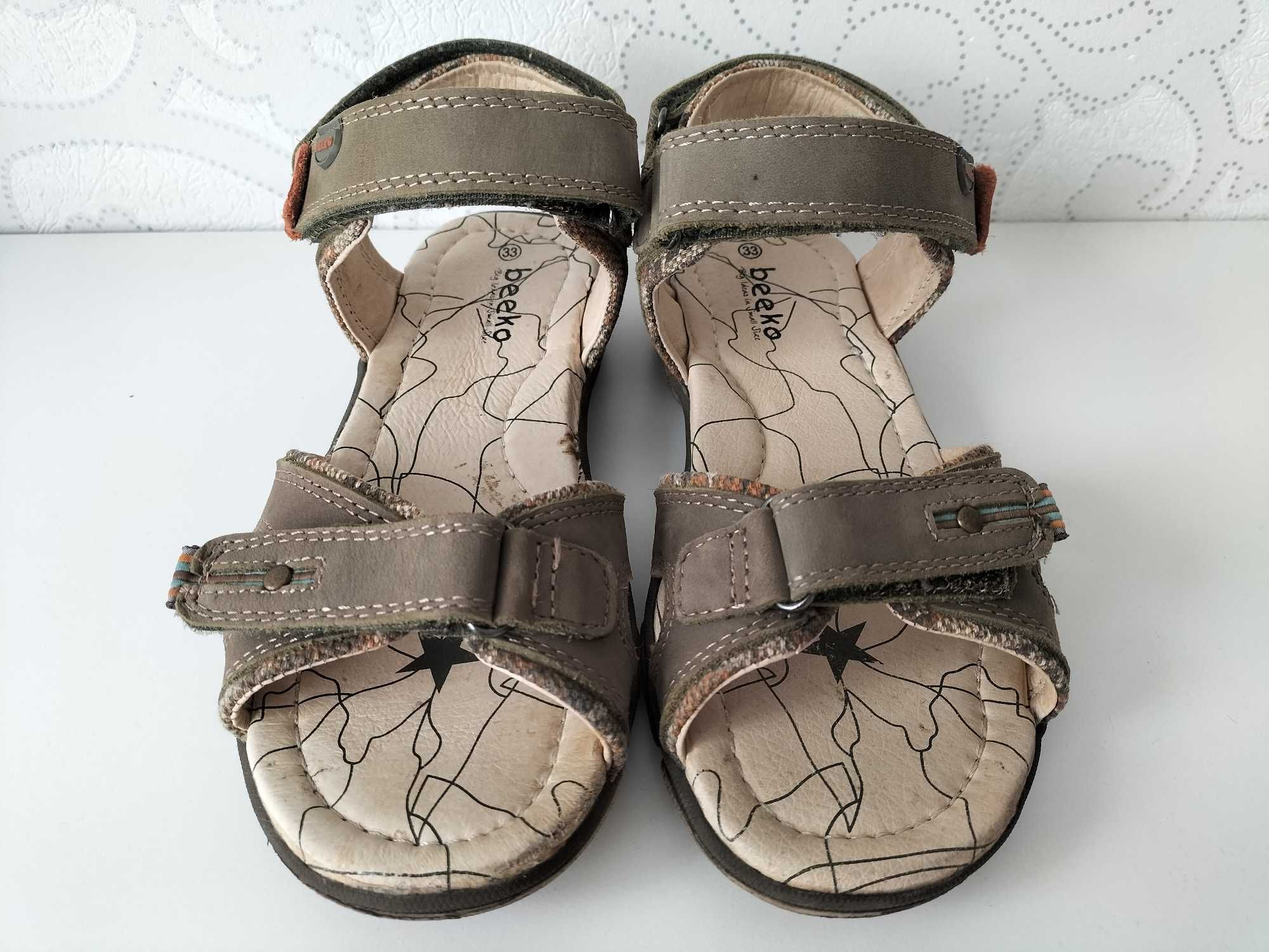 nowe sandały skórzane chłopięce Beeko 33 skóra 22,2cm
