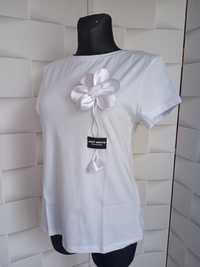 Rezerwacja Biała bluzka z kwiatem. Megi L/XL