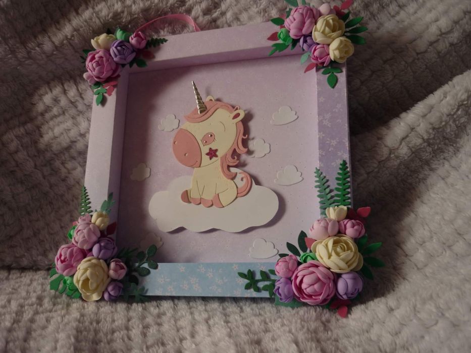 Obrazek do pokoju dziecięcego miś, syrenka, jednorożec