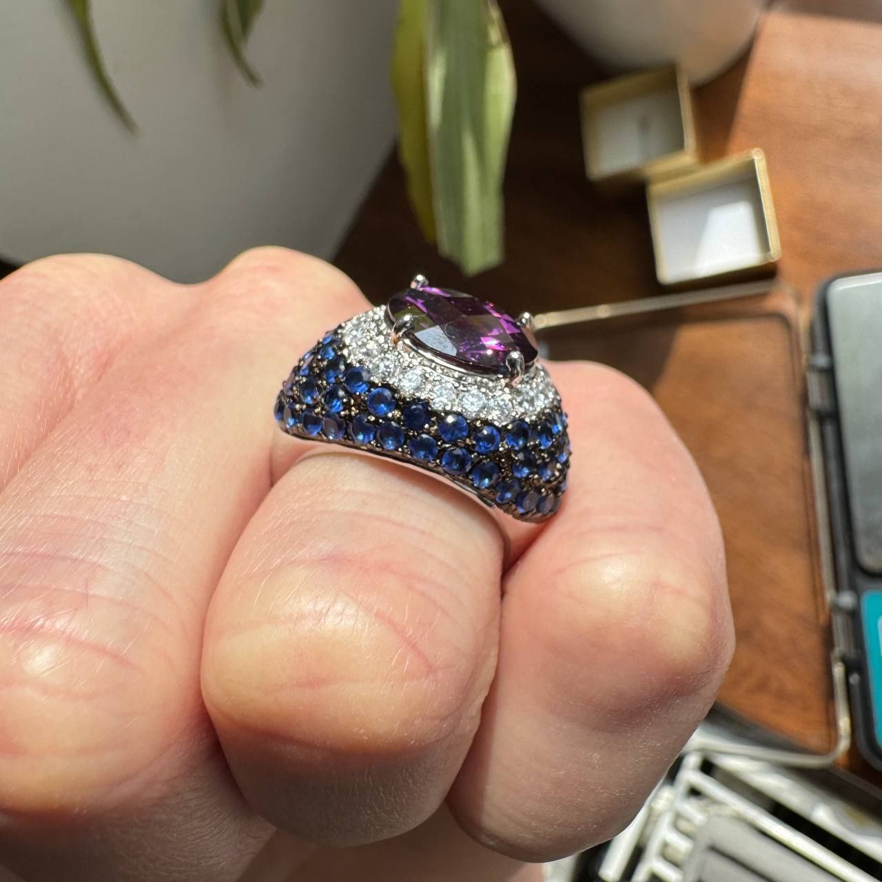 Pierścionek srebrny p.925 DAGO Jewels MILANO z cyrkoniami i ametyst