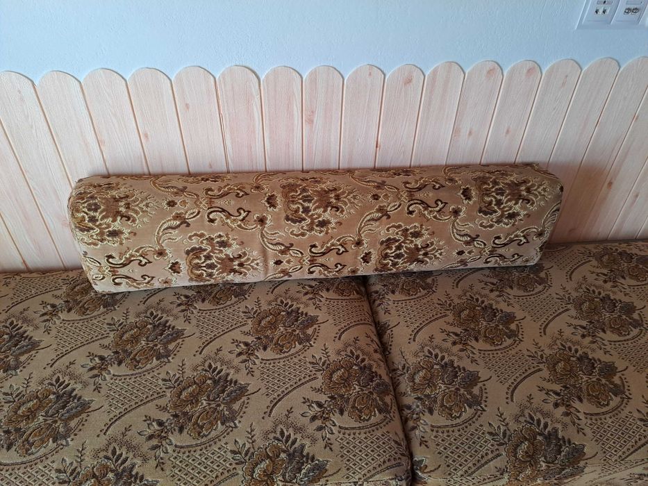 Oparcie łóżka siedziska zagłówek 123x28x18cm tapicerka w kwiaty PRL