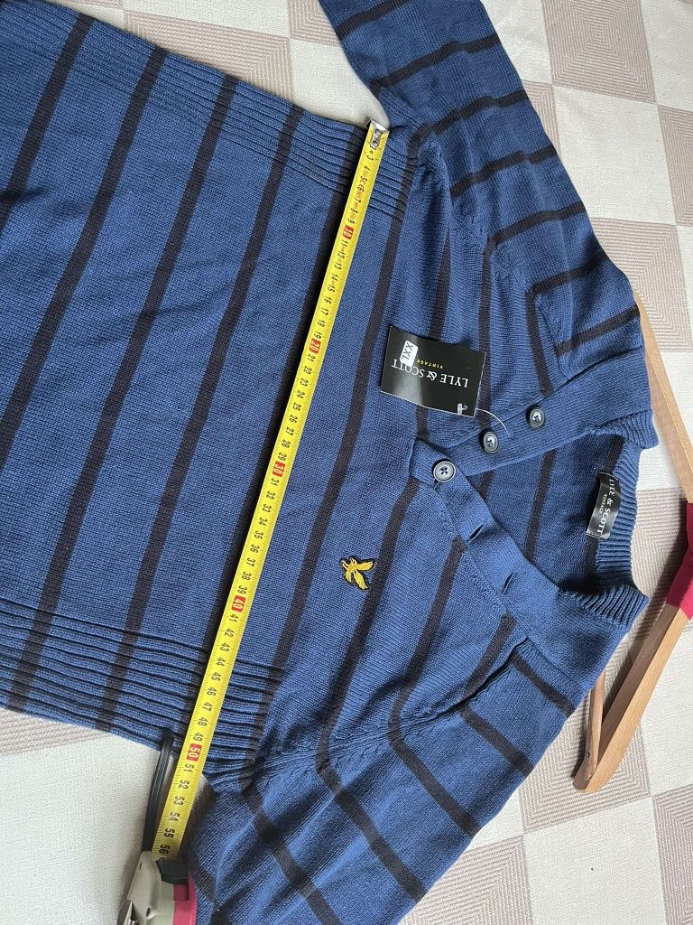 Lyle & Scott sweterek luksusowy paski S/M cotton 100% nowy
