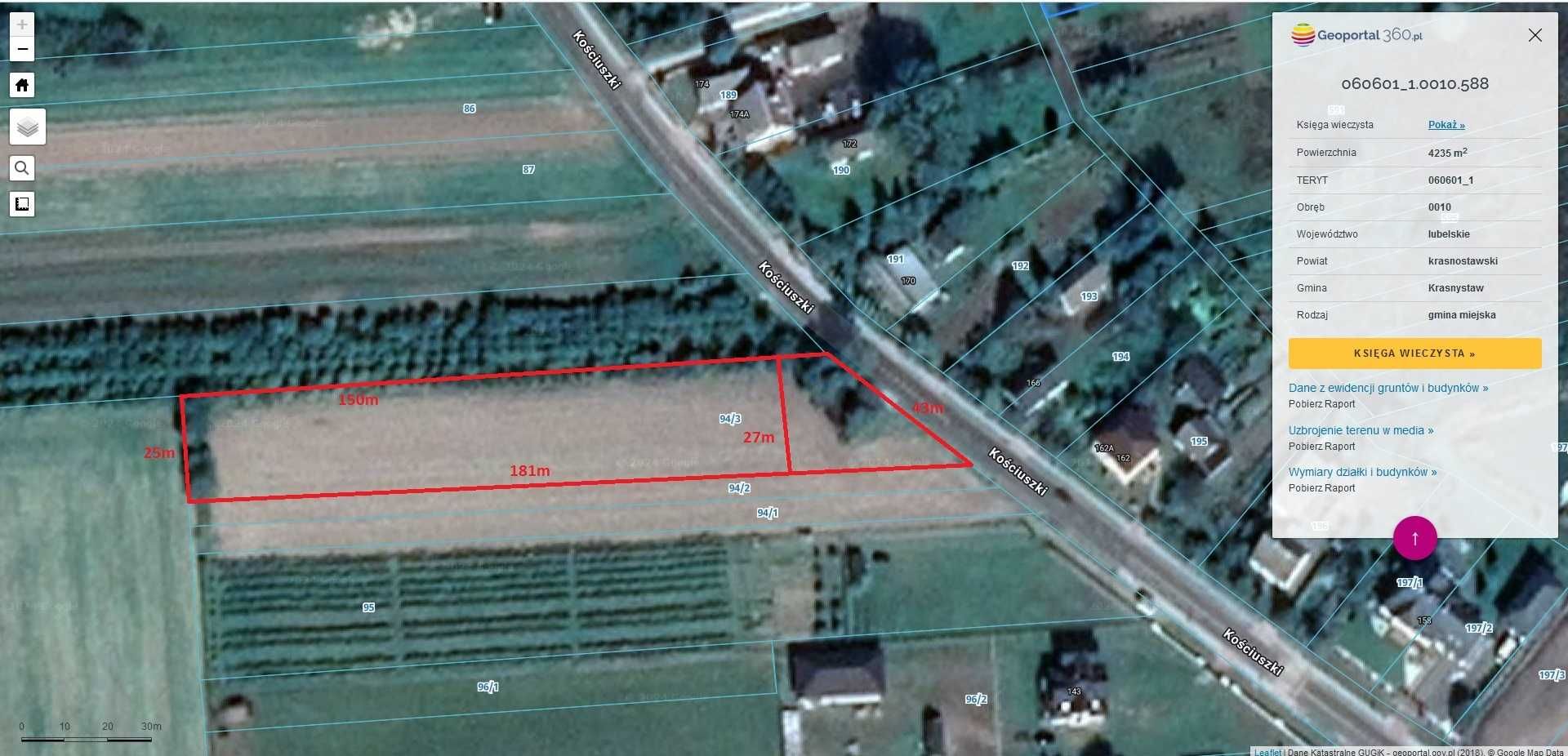 Sprzedam Budowlano/inwestycyjną Krasnystaw 42a