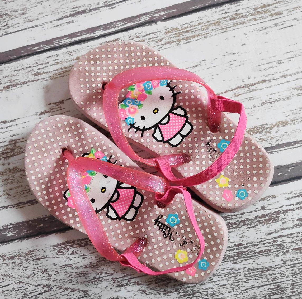 Japonki klapki hello kity 26/27 hm brokatowe h&m