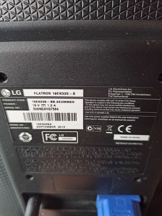 Monitor LG 18,5 Model 19EN33S