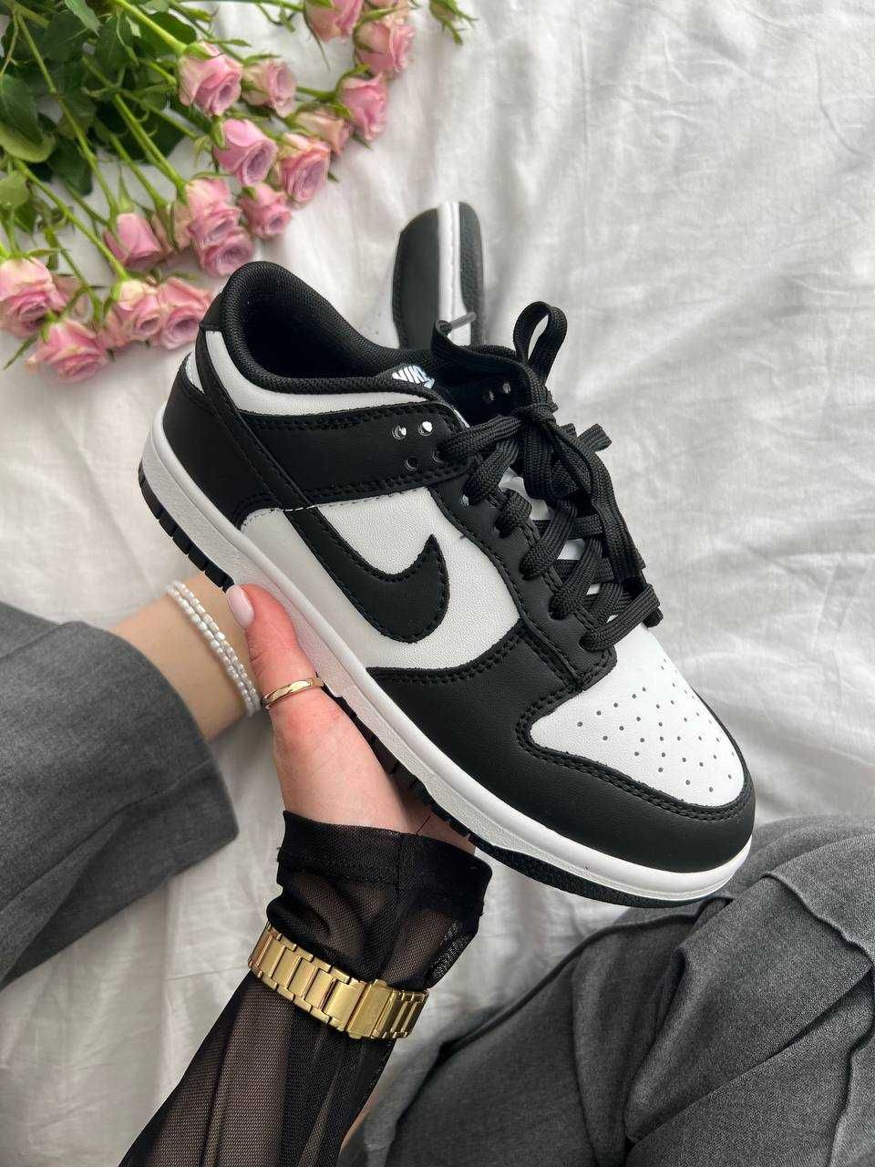 Кросівки Nike SB Dunk LOW BLACK/WHITE premium найк данки шкіряні