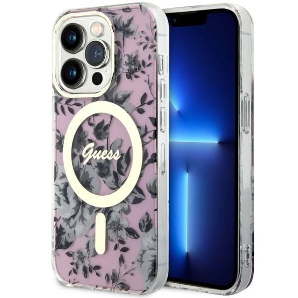 Etui Guess Guhmp14Lhcfwsp iPhone 14 Pro 6.1" Różowe Flower MagSafe