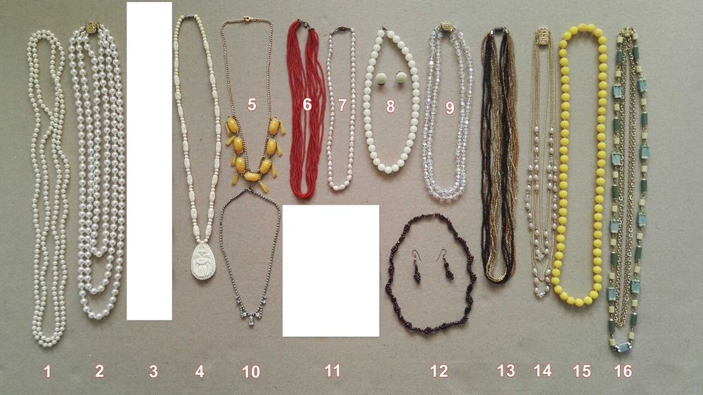 Бусы, серьги -  жемчуг, кость, стекло, бисер, гранат, керамика.