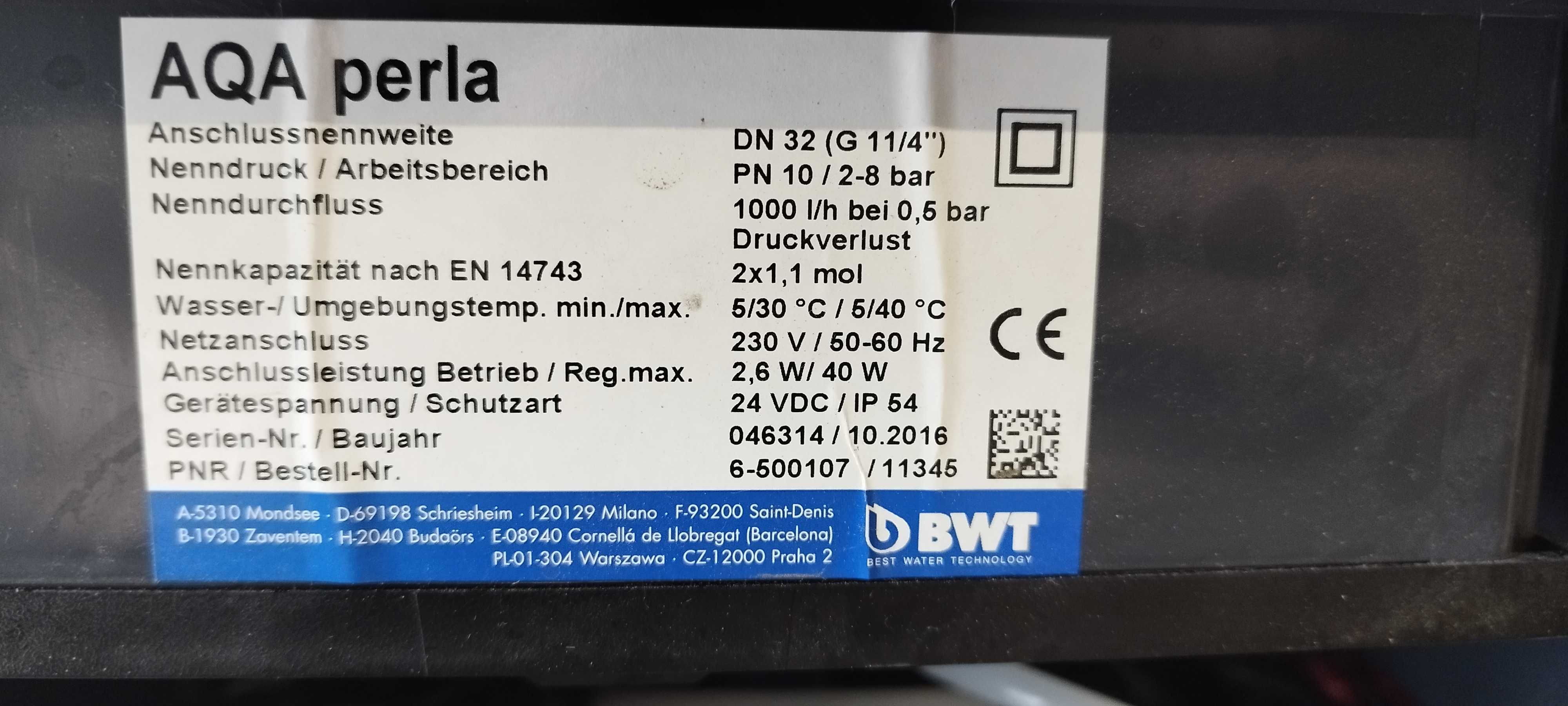 BWT AQA PERLA II zmiękczacz do wody  do pracy ciągłej