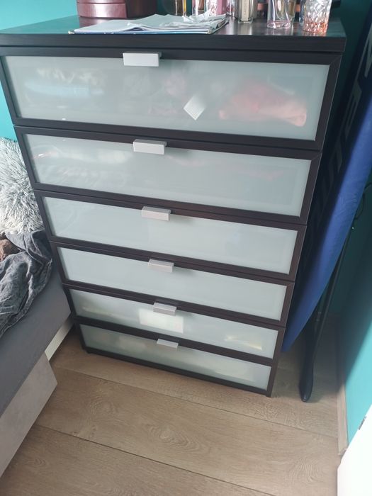 Szafa suwana regał x2 komoda i łóżko