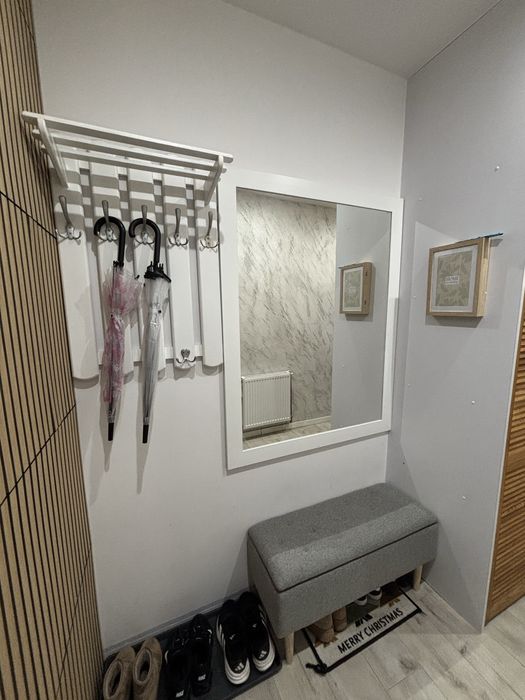 Lustro i wieszak na korytarz przedsionek biale drewno