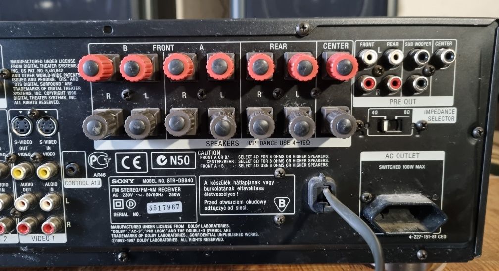 Mocny Amplituner SONY STR-DB840 z pilotem