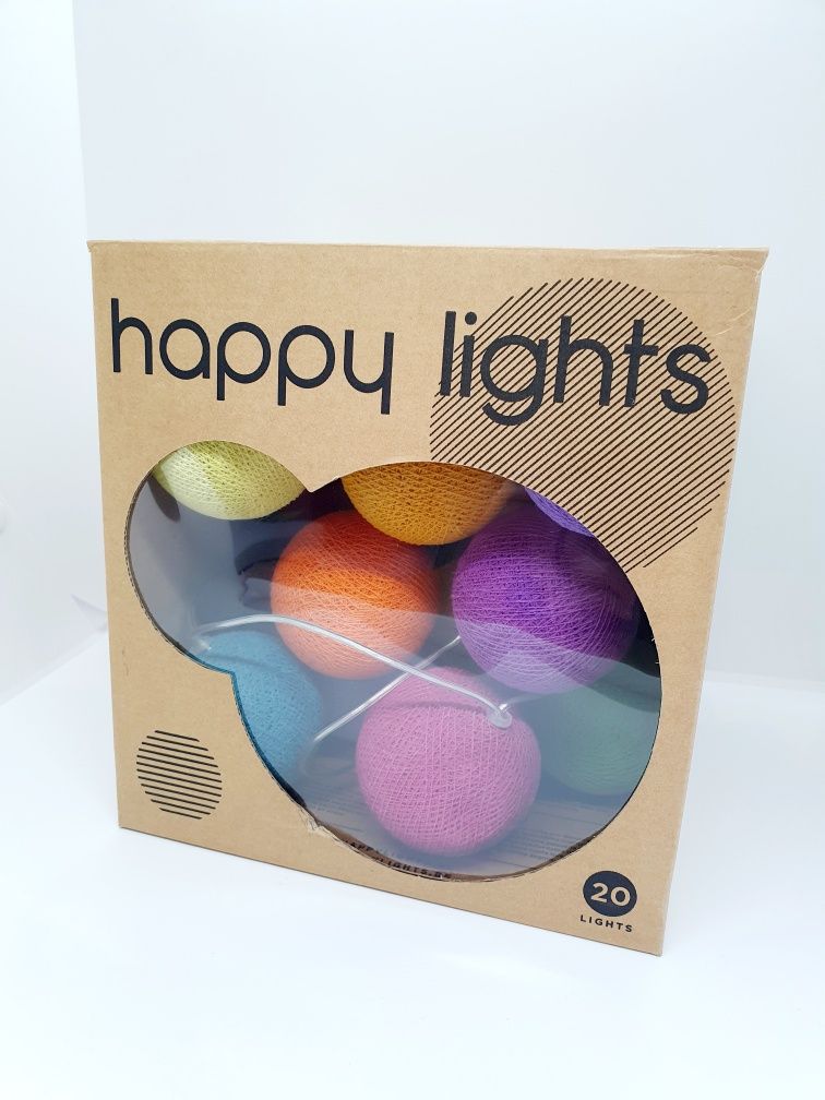 VOX kulki lampki kolorowe 20 szt Happy Lights na prąd wtyczka girlandy