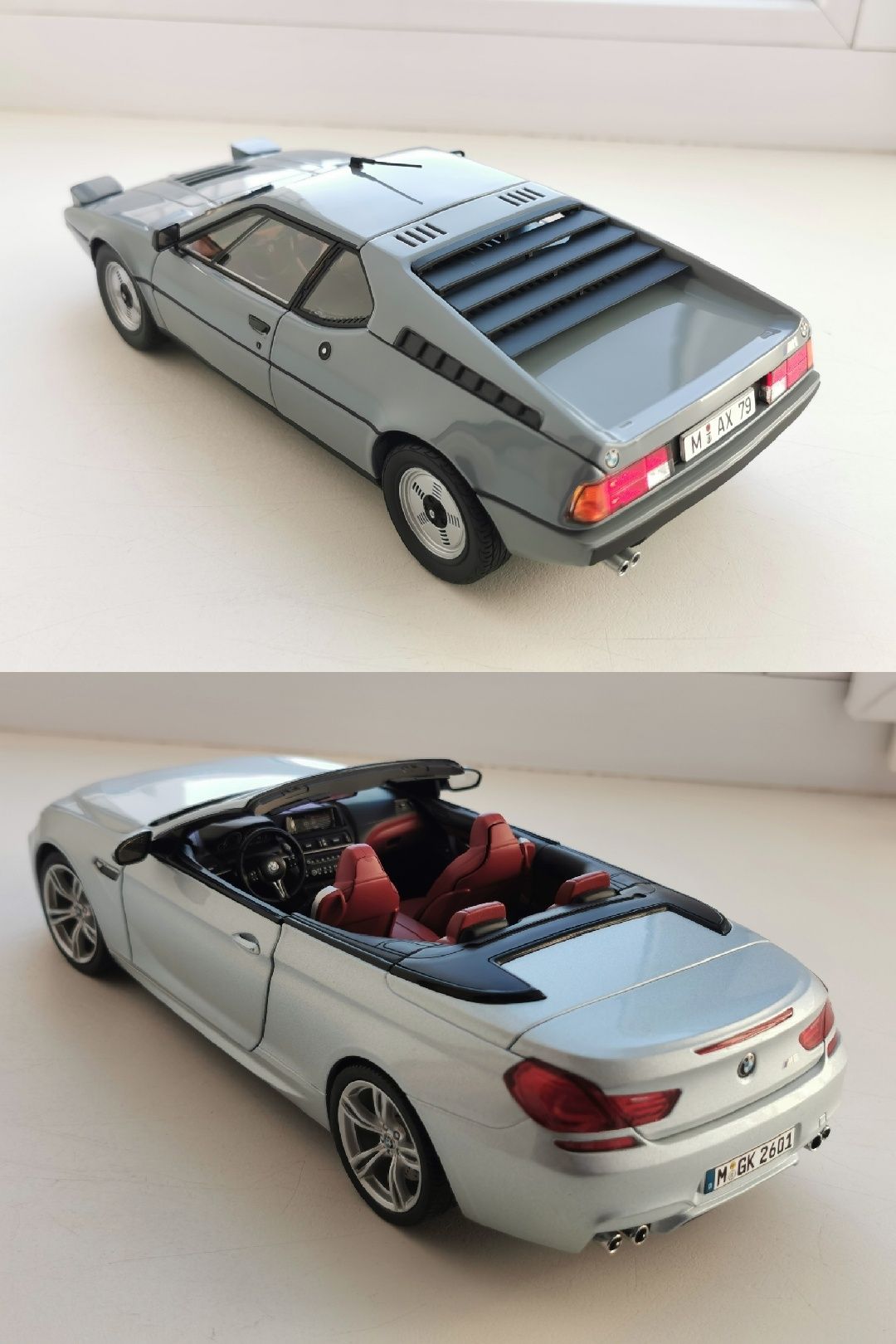 Модель 1:18 Norev BMW M1 Light grey/Paragon BMW M6 Cabrio Silverstone