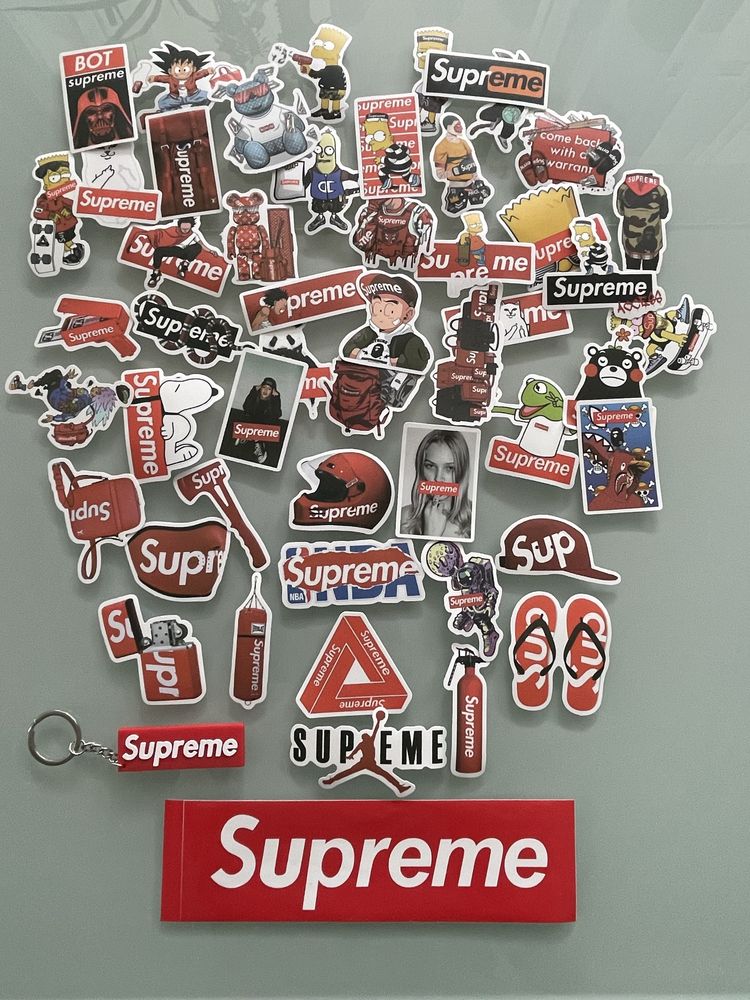 Brelok Supreme, Box logo, 50 szt wlepek