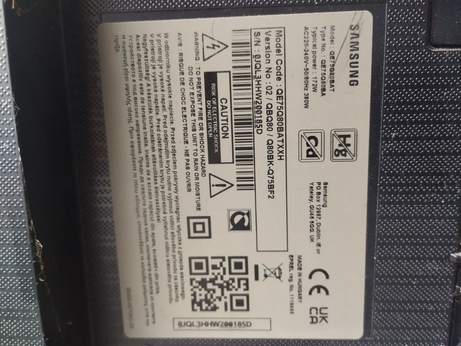 Sprzedam Telewizor Samsung QE75Q80BAT 75" QLED 4K 120Hz Tizen Dolby At