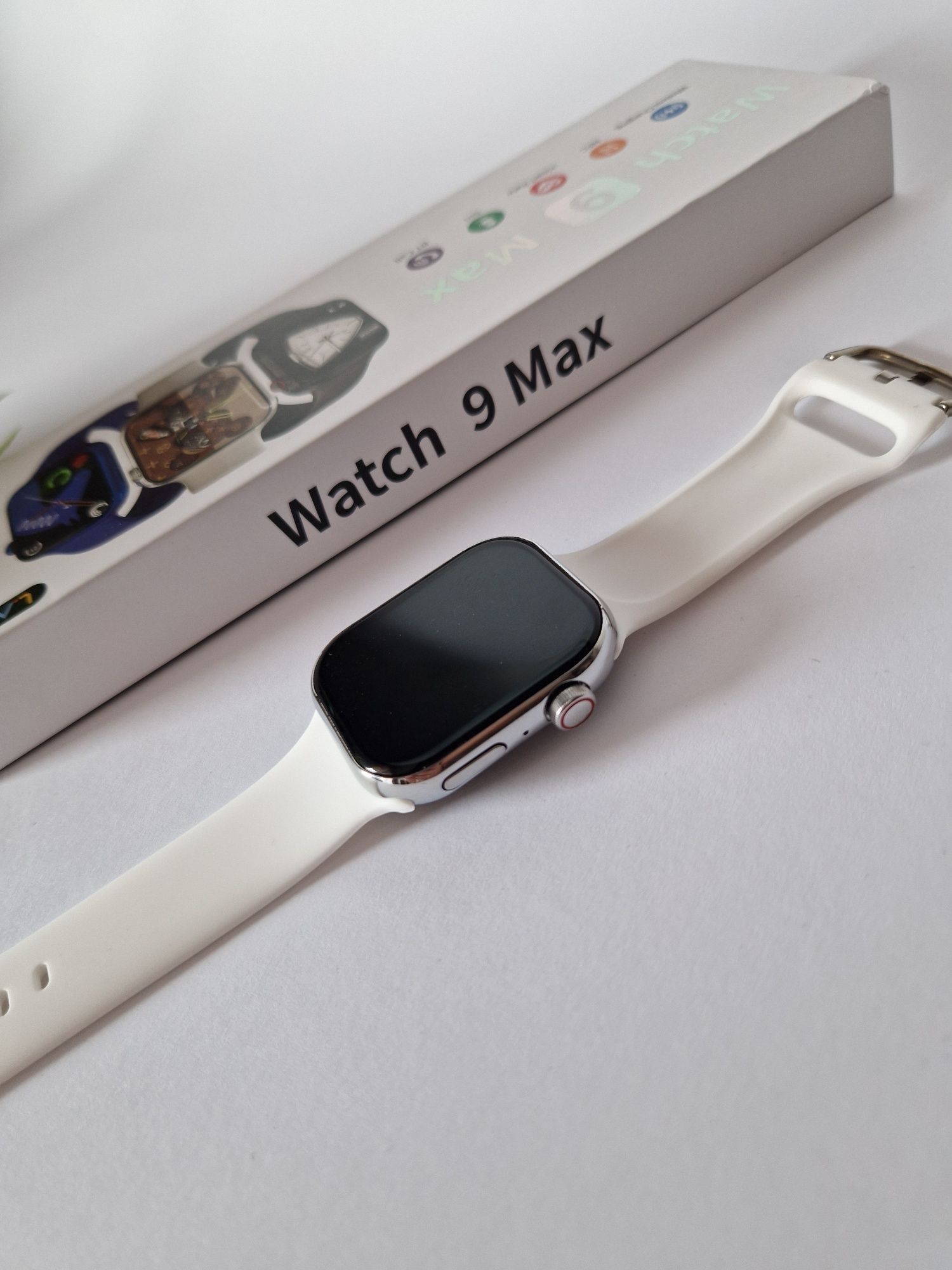 Smartwatch 9 Max, komplet, biały, amoled