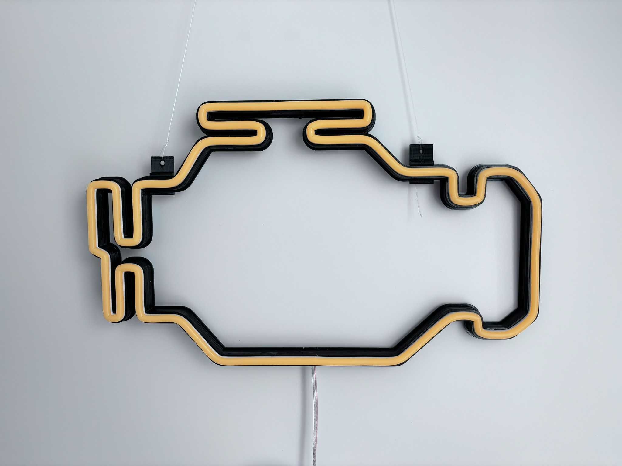 Неонова вивіска "Чек Check engine" жовта, 400*240 мм, світлодіодна