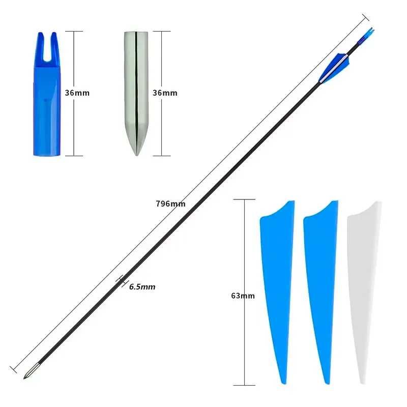 Strzała do łuku z włókna szklanego ostra 80cm strzały ostre wytrzymałe