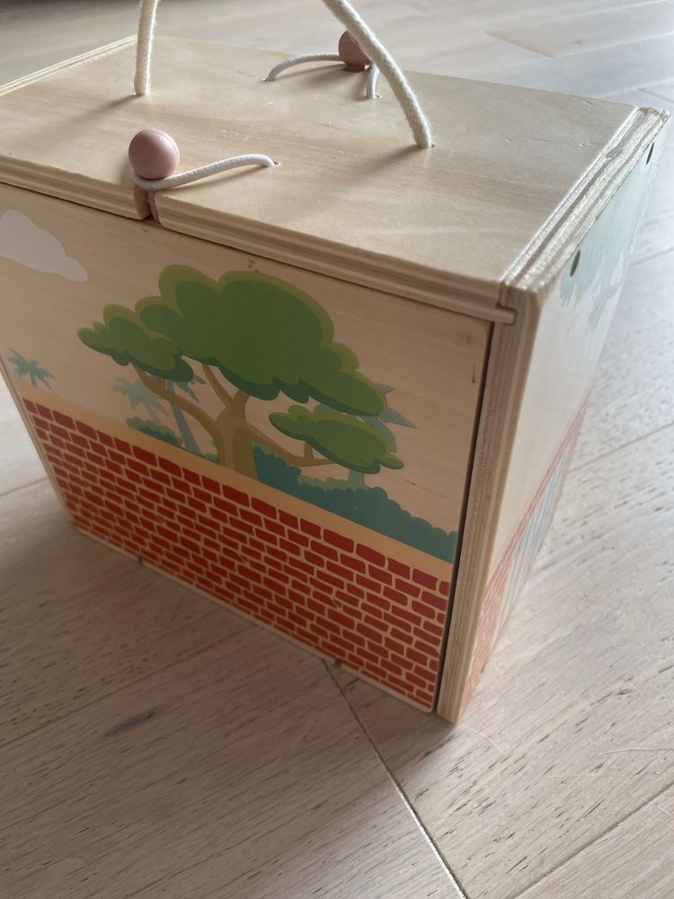 Drewniane zoo zwierzeta figurki zabawka edukacyjna