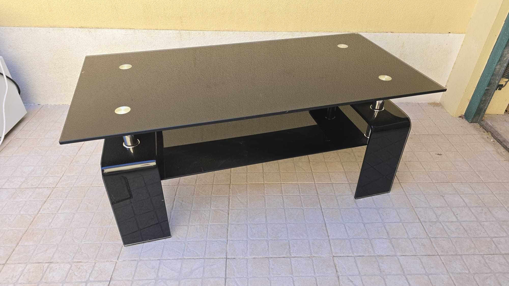 Mesa Centro Sala Preta Vidro