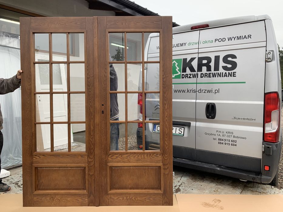 Drzwi drewniane dwuskrzydłowe jesionowe NA KAŻDY WYMIAR CAŁY KRAJ