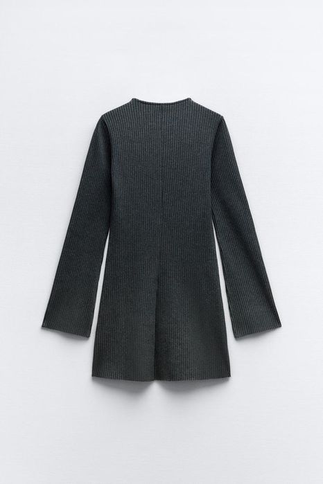 Сіра сукня в рубчик zara міні / серое платье мини в рубчик зара